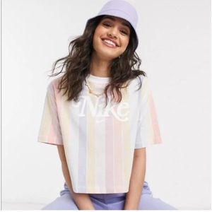 Nike Rainbow Stripe Retro Pride Crop T-Shirt - Size XL